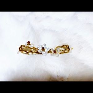 Crystal Beaded Magnolia Flower Bracelet